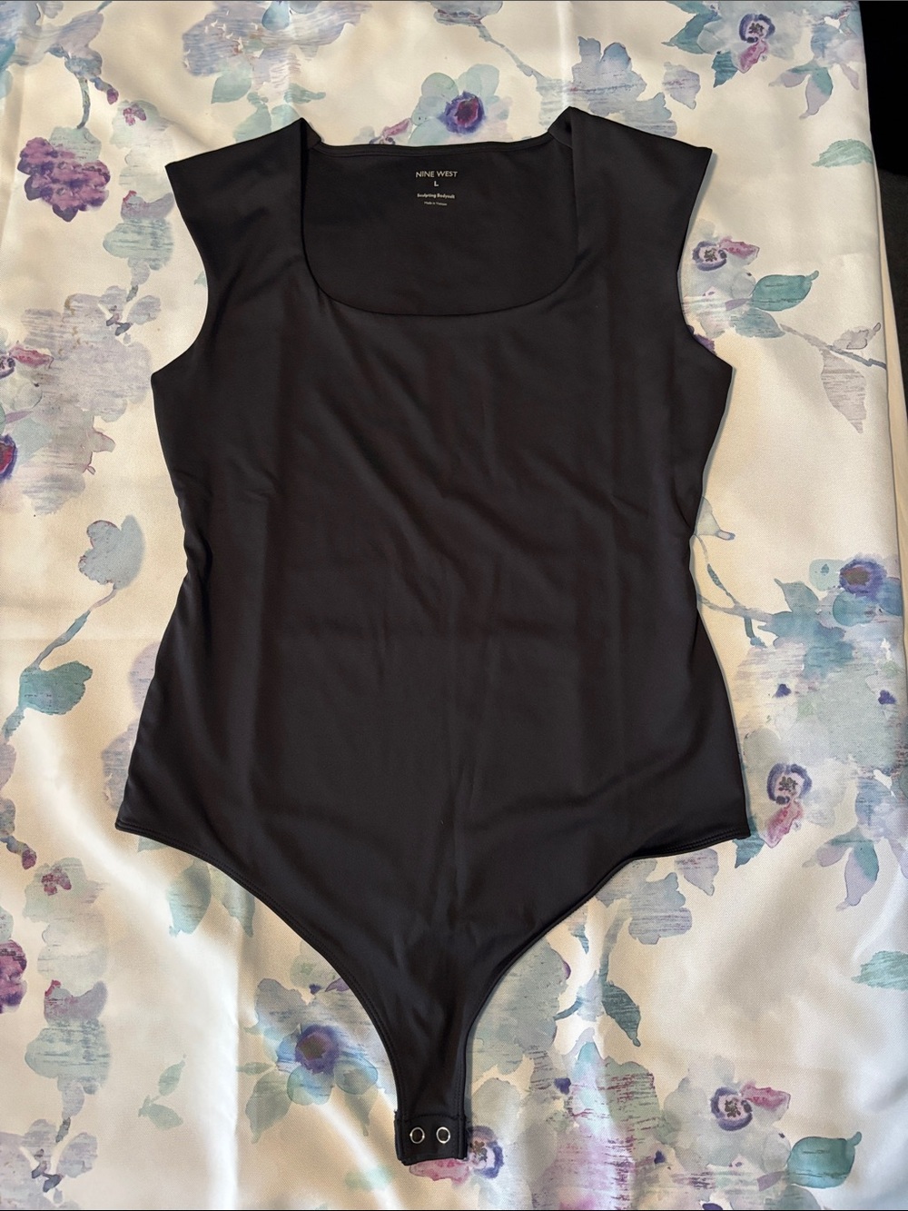 Nine West Black Womens' Cap Sleeve One-Piece Bodysuit